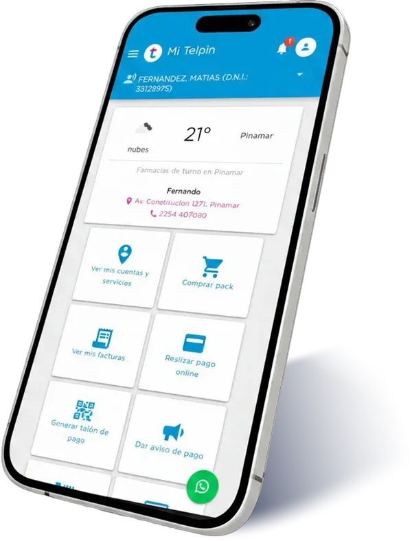 App de Telpin en pantalla móvil