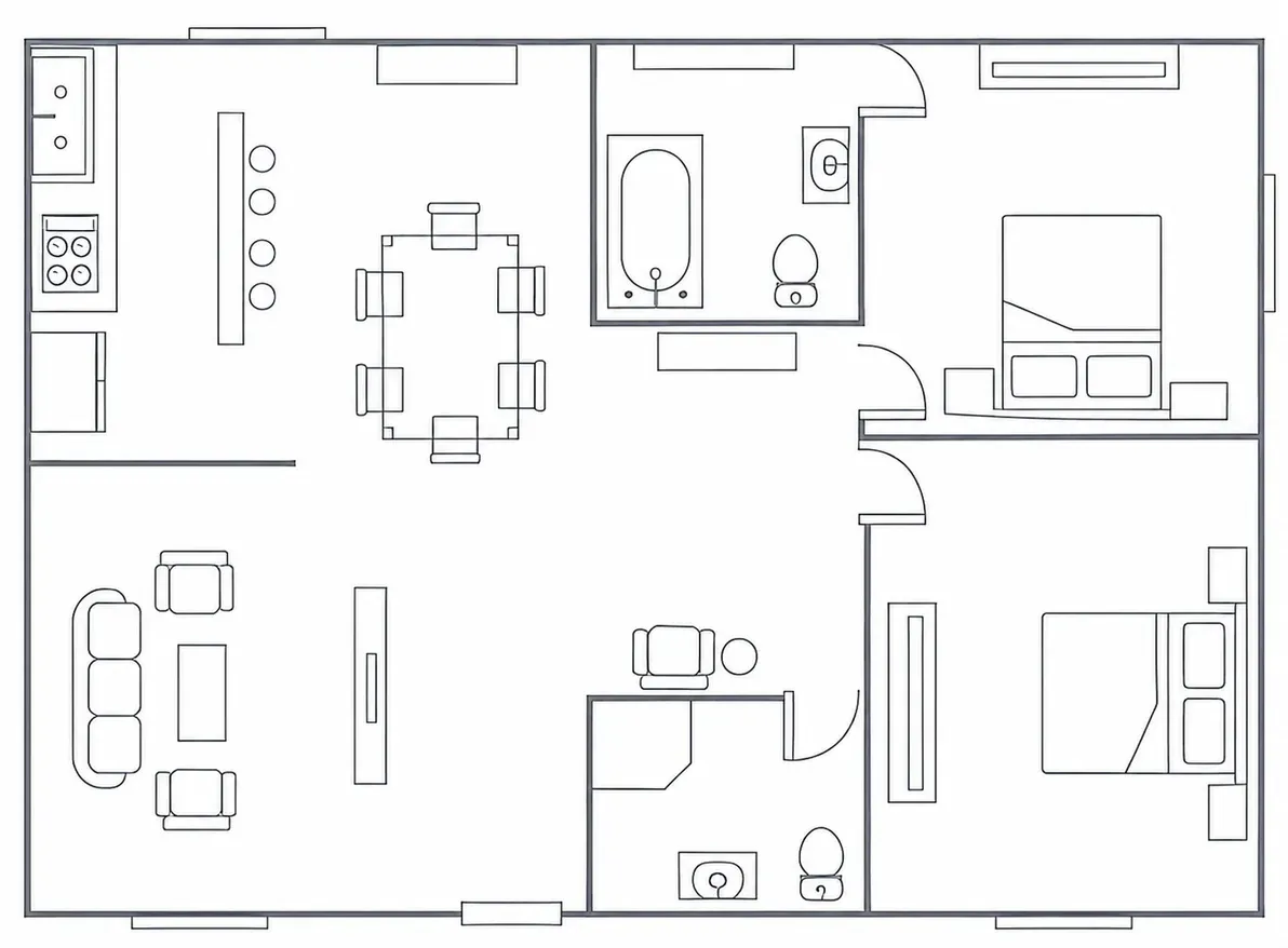 Plano de una vivienda con la cobertura WiFi Plus en cada ambiente